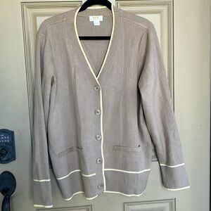 Maeve Anthropologie Tan Ribbed Cardigan Sweater X-Large